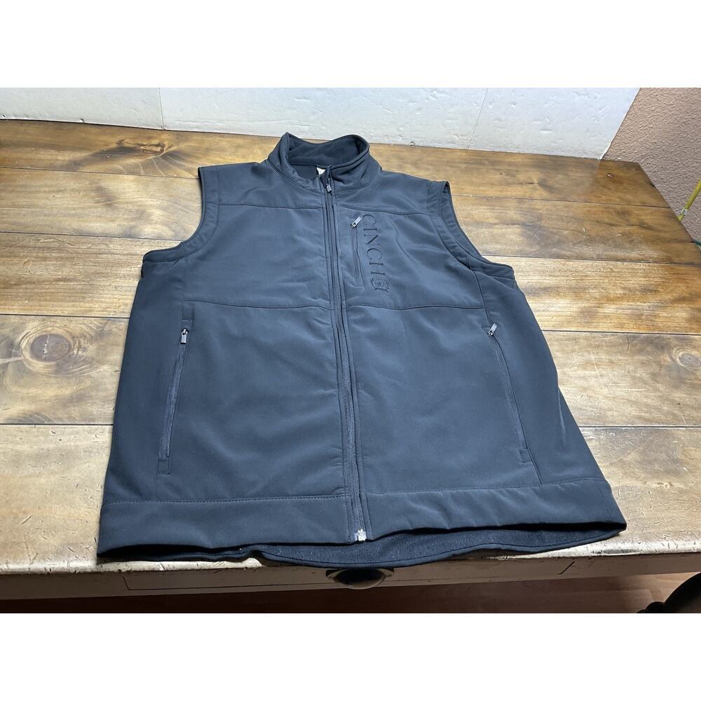 Cinch Bonded Vest Mens Large Full Zip Black Concealed Carry Bonded Fleece